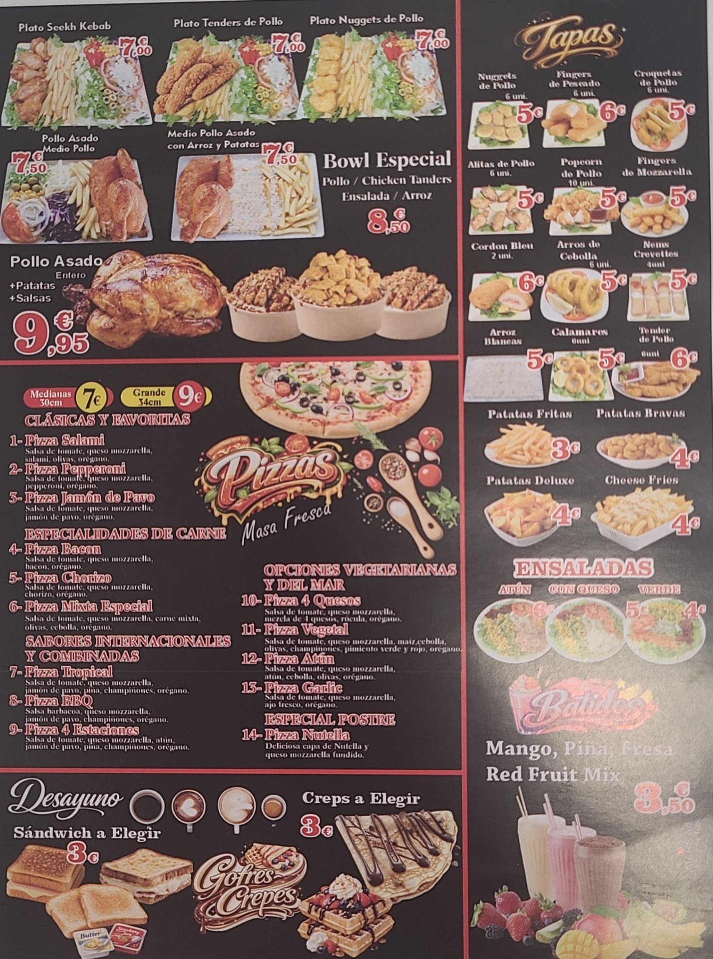Segunda página de la carta de Tacos de Vila