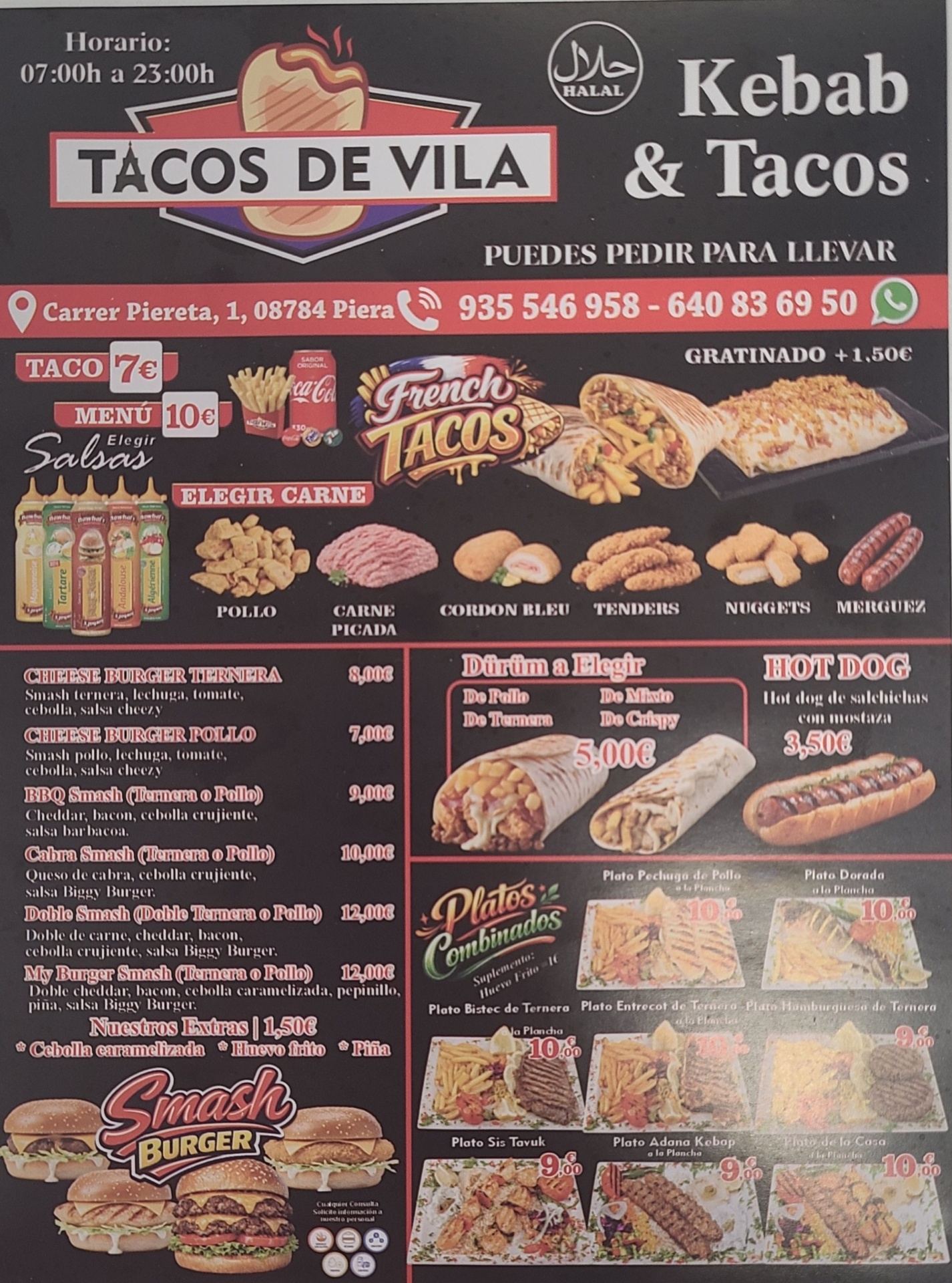 Primera página de la carta de Tacos de Vila